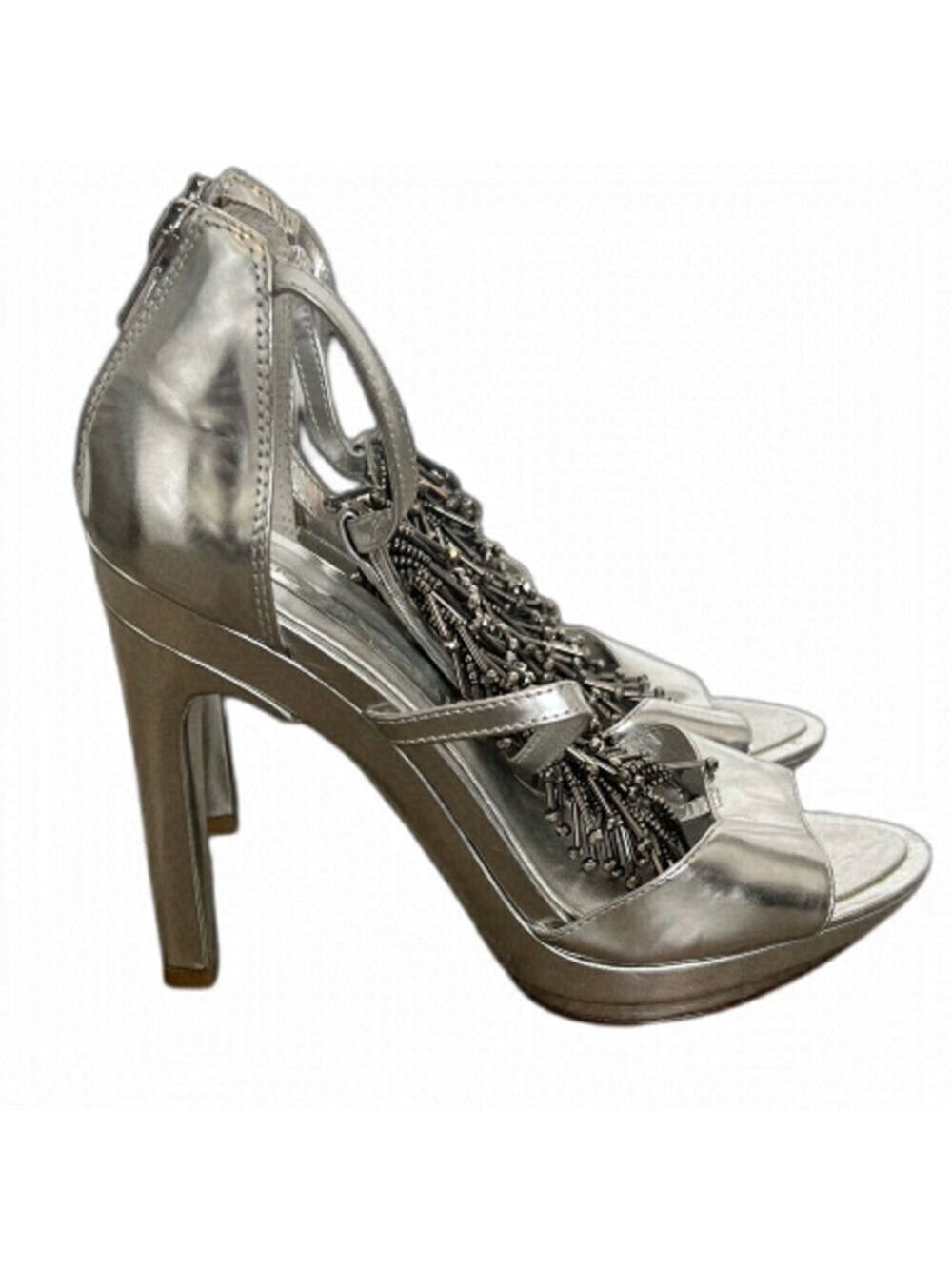 BCBG Max Azria Metallic Silver 4" Heels - Size 6 1/2